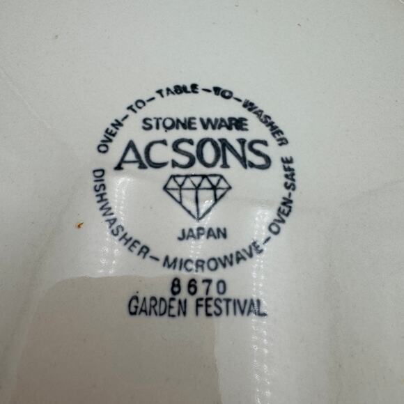Vintage Dinner Plates in Garden Festival by Acsons Made in Japan Set of 3 - Picture 4 of 5